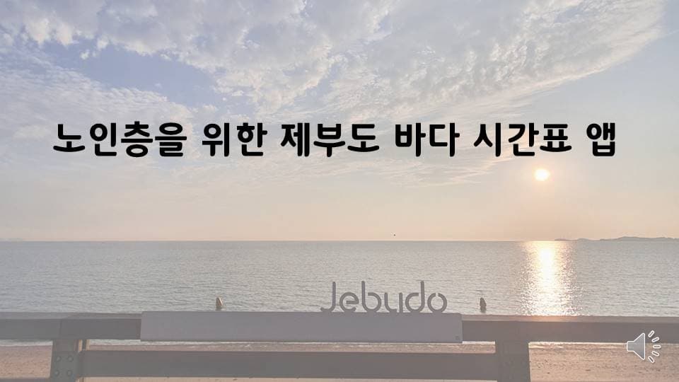 노인층을 위한 제부도 바다 시간표 어플